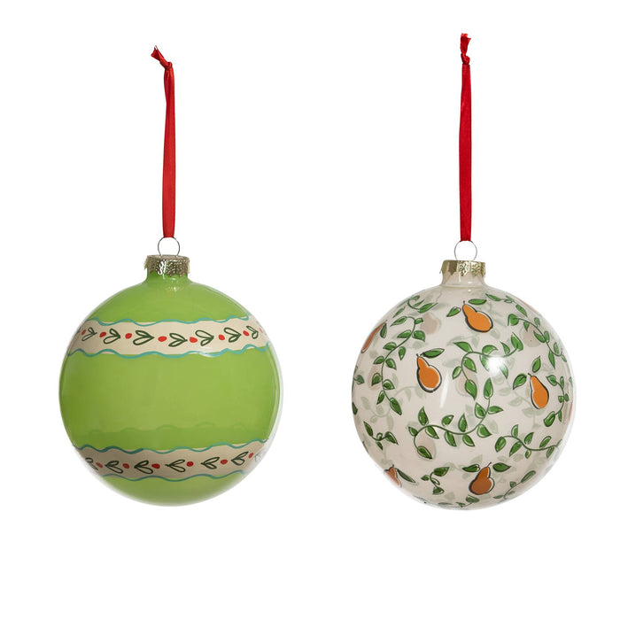 12 Days Pattern Glass Ball Ornament