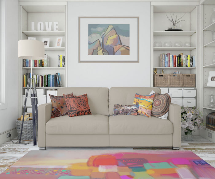 Area Rug, Large Rug 8X12, Thick Carpet, Rectangle Rug, Rainbow Rug, Abstract Rug, Contemporary Rug, Farmhouse Area Rug, Made In Usa