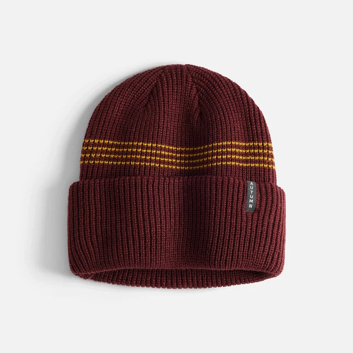 AUTUMN - MINI STRIPE BEANIE BURGUNDY