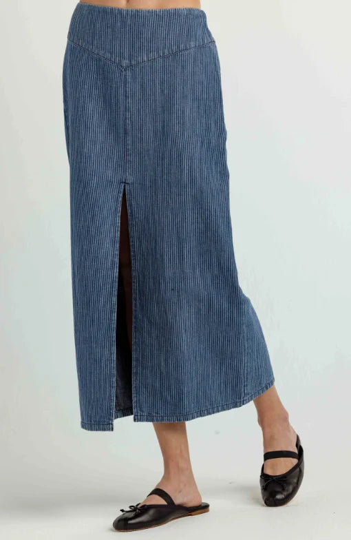 Baker Denim Skirt-Pinstripe