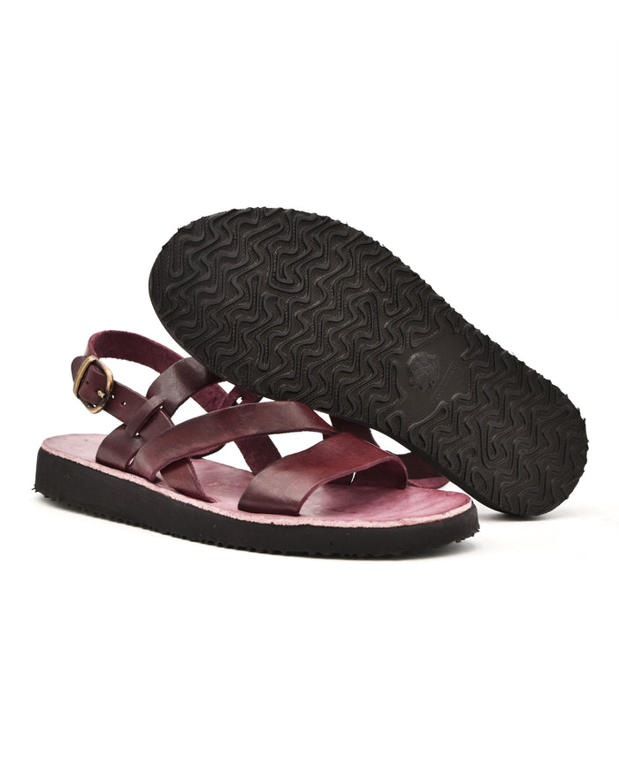 Brador Strappy Sandal in Washed Burgundy