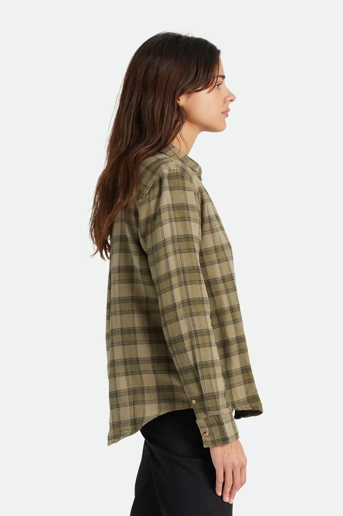 BRIXTON - BOWERY W SOFT WEAVE L/S FLANNE - MILITARY OLIVE