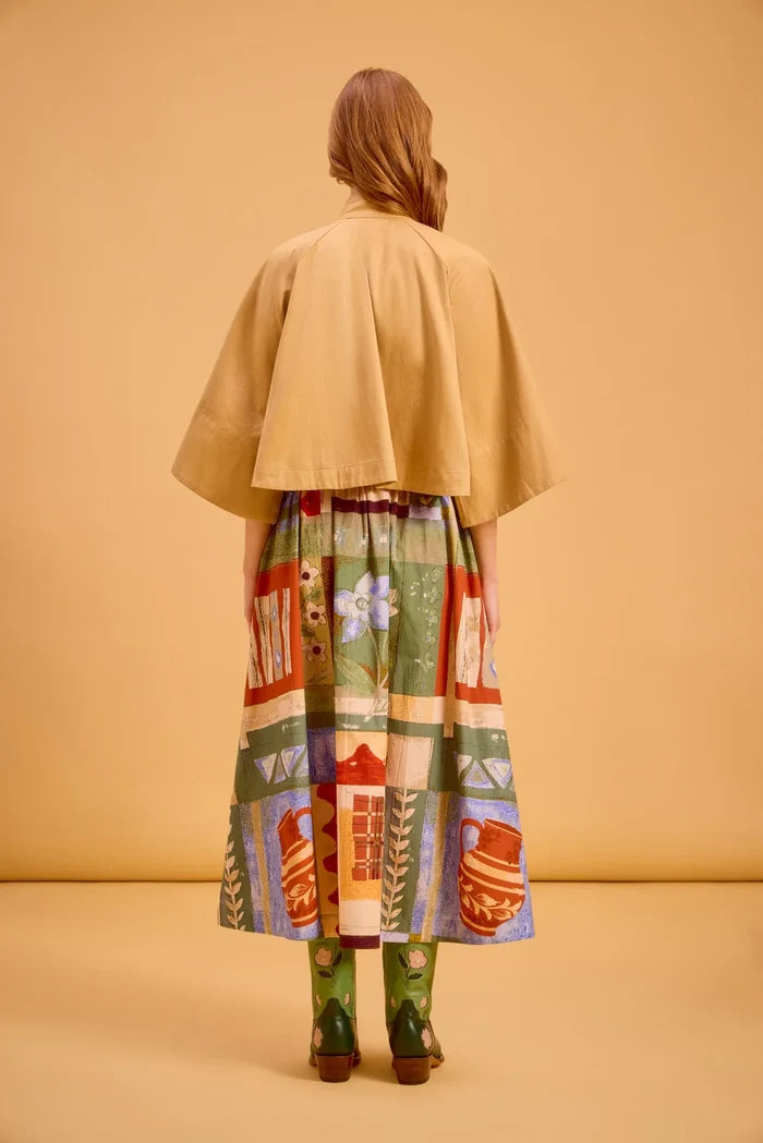 Capelet Jacket-Tan