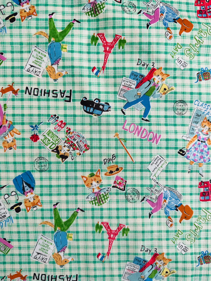 Cats and Dogs Plaid - Green - Sobakasu Kids - Yuwa