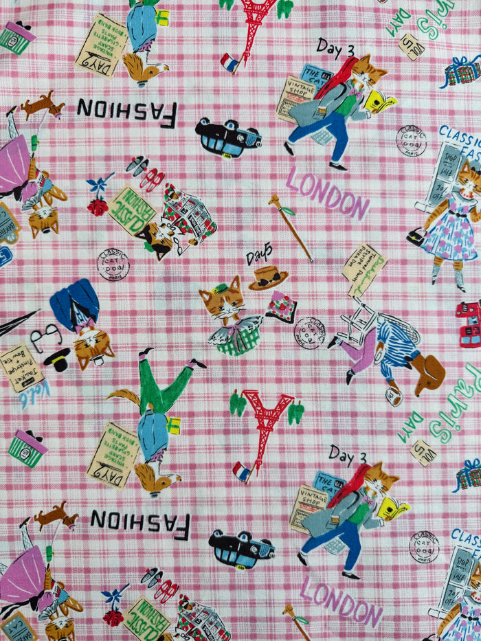 Cats and Dogs Plaid - Pink - Sobakasu Kids - Yuwa