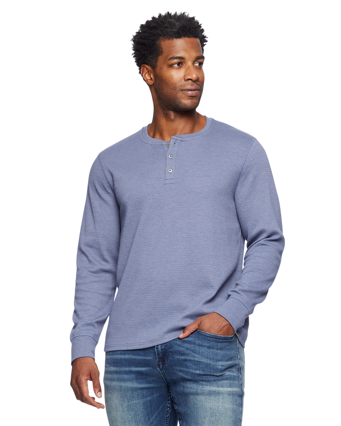 Chattsworth Waffle Henley - Blue