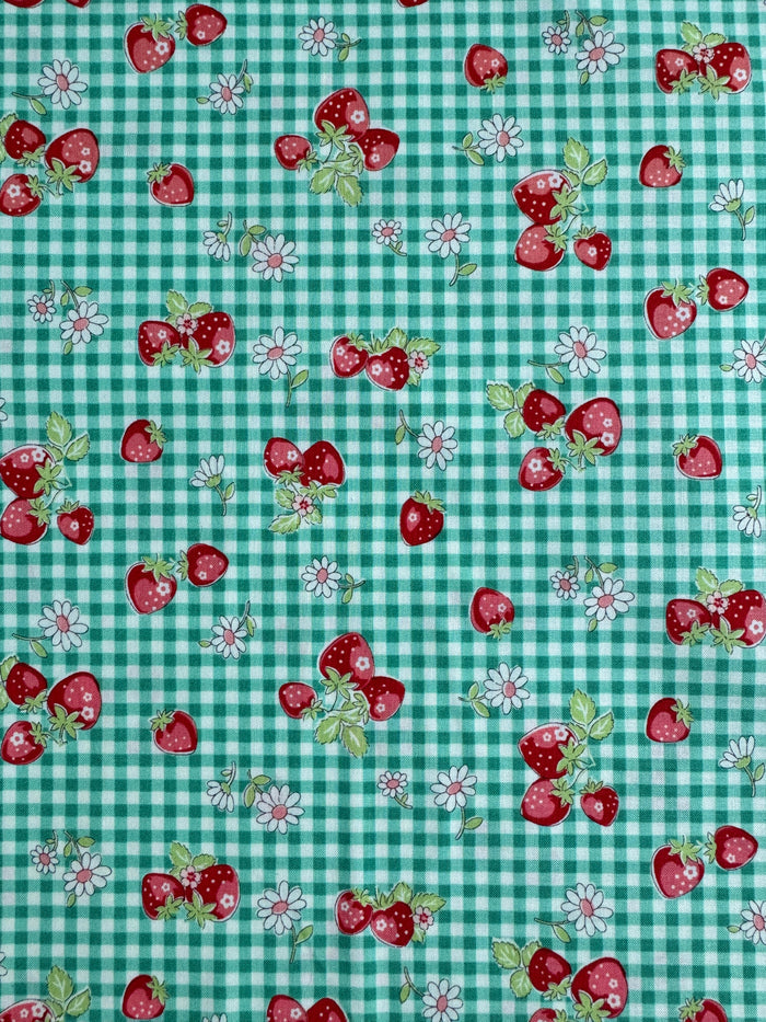 Check & Strawberry - Green (D) - 30's Collection - Atsuko Matsuyama - Yuwa
