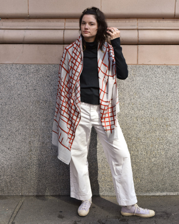 Denovembre Reprise Merino Wool Scarf in Red