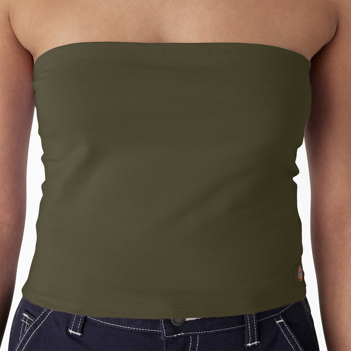 DICKIES - WOMENS KNIT TUBE TOP MILITARY GREEN