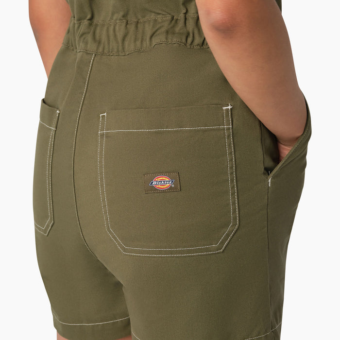 DICKIES - WOMEN'S SHORT SLEEVE SHORTALL MILITARY GREEN