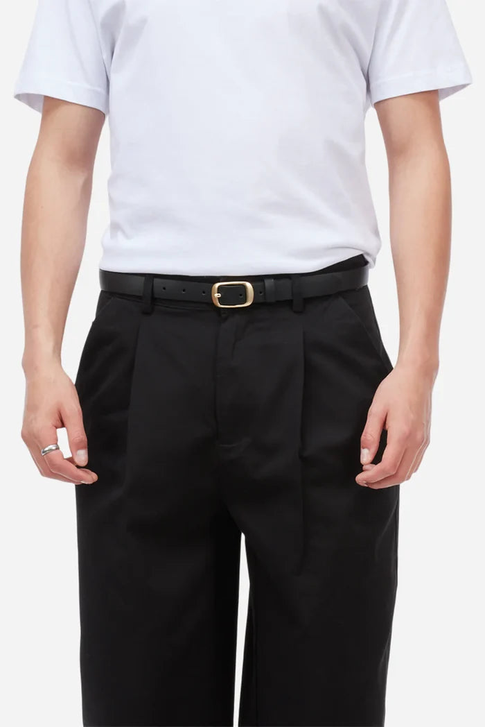 DIME - DRESS LEATHER BELT - BLACK S/M