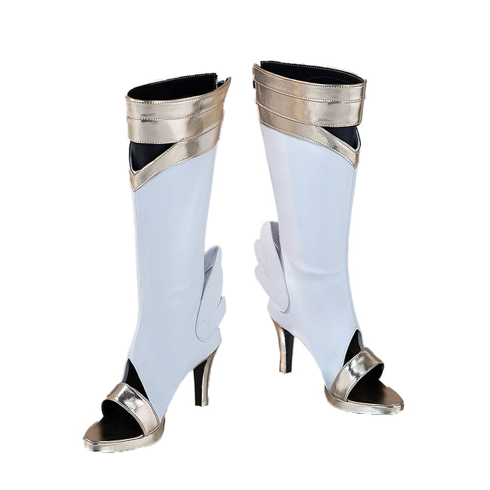 DokiDoki Anime Cosplay White Gold Battle Shoes Wing High Heel Boots