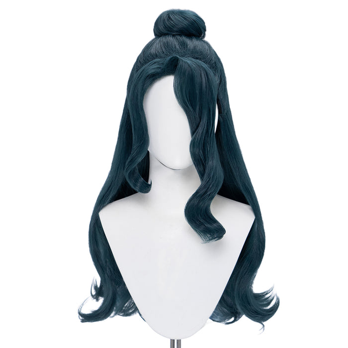 DokiDoki Anime The Apothecary Diaries Cosplay Suirei Wig Long Curly Dark Green Hair Detachable Bun Shisui