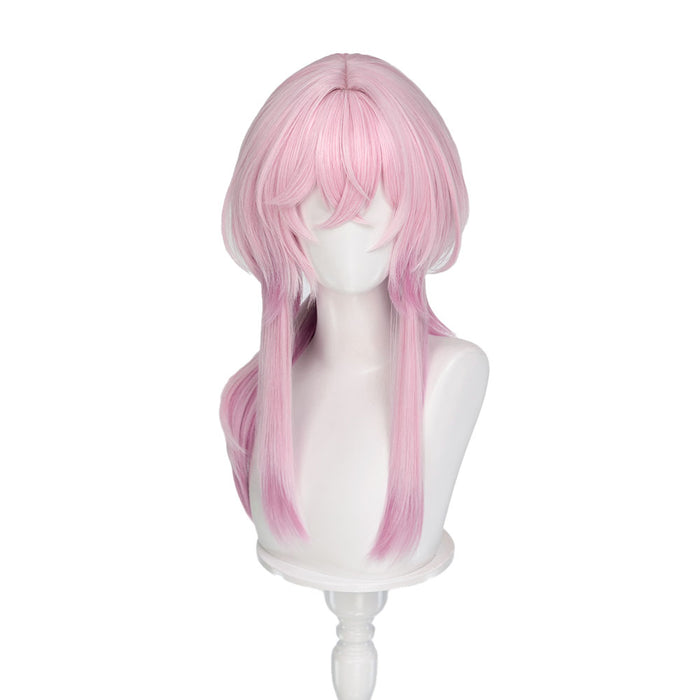 DokiDoki Game Ananta Cosplay Richie Wig Long Straight Pink Gradient Hair Pre Braided