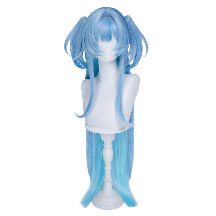 DokiDoki Game Cosplay Wig Long Straight Blue Gradient Hair