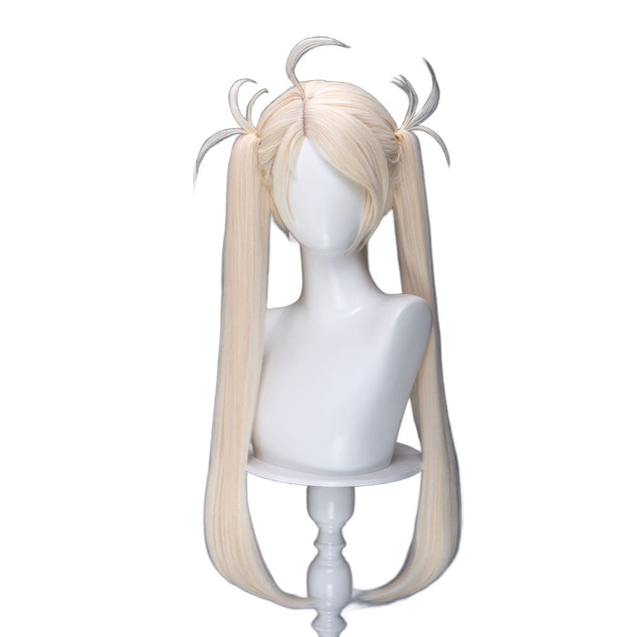 DokiDoki Game Mabinogi Heroes Cosplay Lynn Wig Long Straight Blonde Hair Twin Tails Ahoge