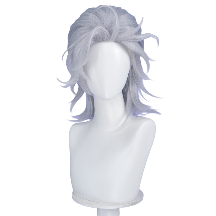 DokiDoki Manga Anime Record of Ragnarok Cosplay Wig Short Straight Silver Hair Layered Cut