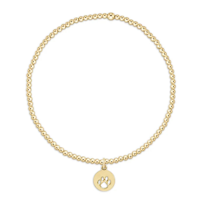EN-Classic Gold 2mm Bracelet-Paw Print Small Gold Disc