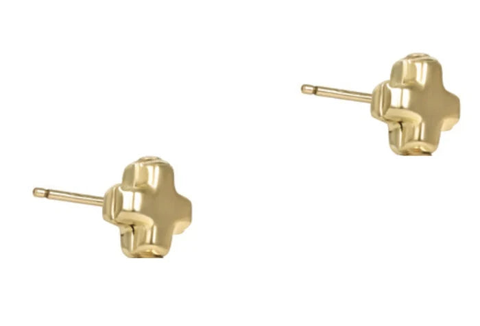 EN-Signature Cross Small Gold Stud