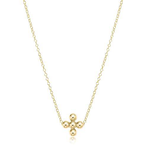 Enewton - Necklace Gold - Classic Beaded Signature Cross Gold - 3mm bead - Findlay Rowe Designs