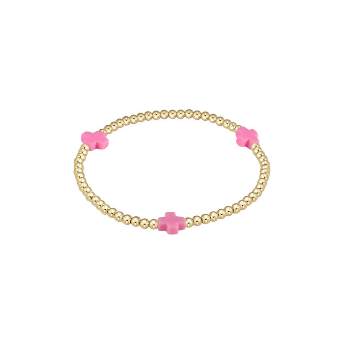 Enewton - Signature Cross Gold 3mm Bead Bracelet - Bright Pink - Findlay Rowe Designs