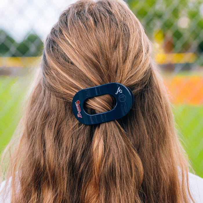 Flat Round Hair Clip | Small | Atlanta Braves