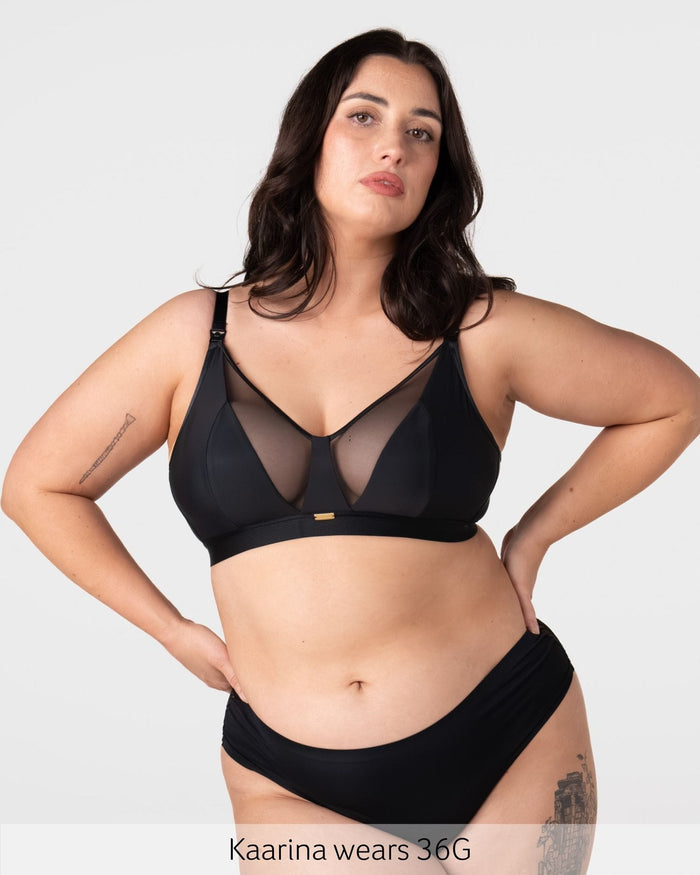 Flawless Full Cup Plunge Nursing Bra - Black