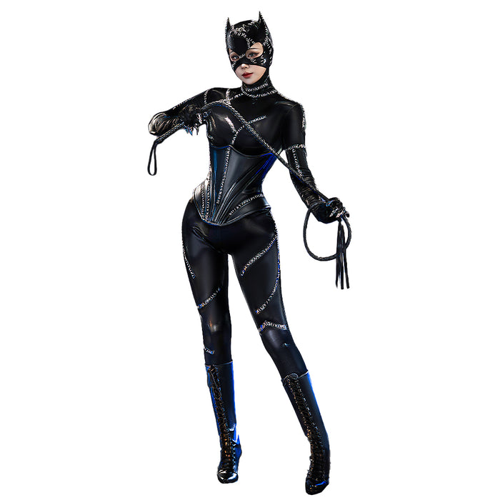 【Free Whip】【Size S-3XL】DokiDoki-R Movie Manga Cosplay Costume Black Bodysuit With Whip Cat Halloween