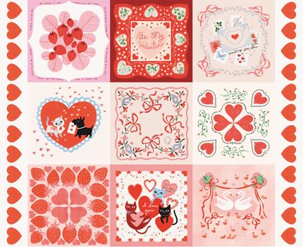 Funny Valentine - Panel - Multi - Lizzy House - Moda