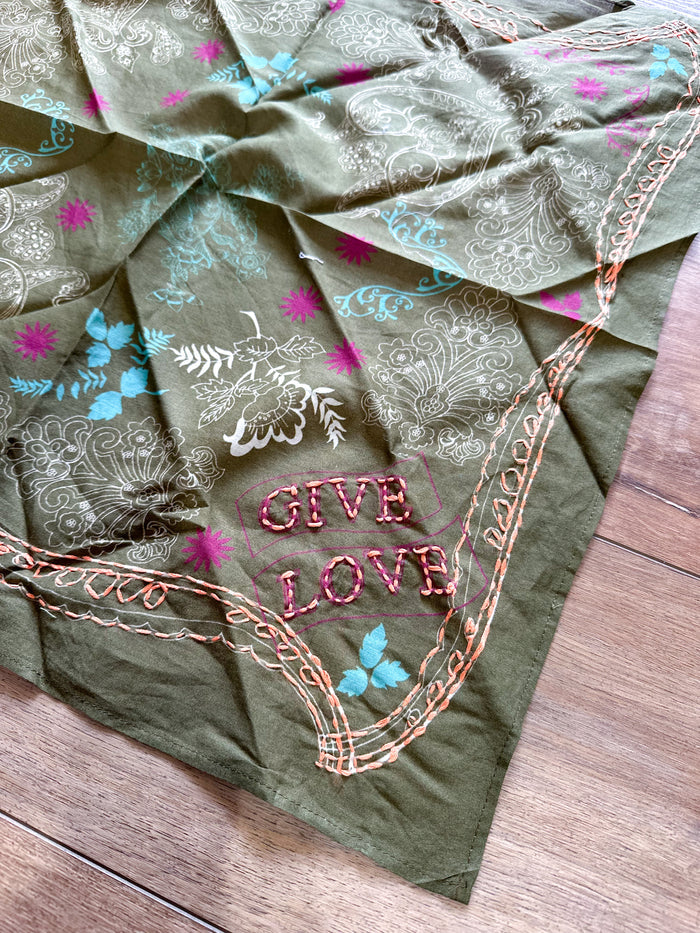 "Give Love" Olive Neck Scarf