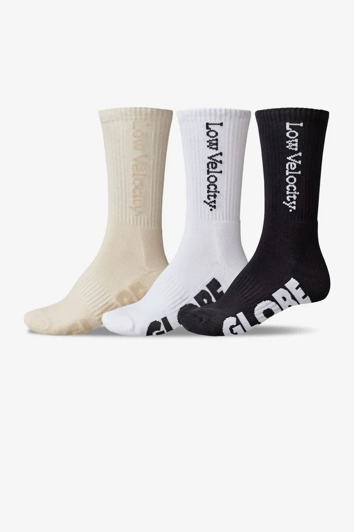 GLOBE - LOW VELOCITY CREW SOCK 3 PACK ASSORTED