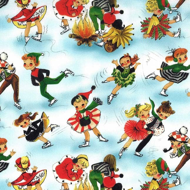 Holly Jolly - Ice Skaters - Cloud - Michael Miller