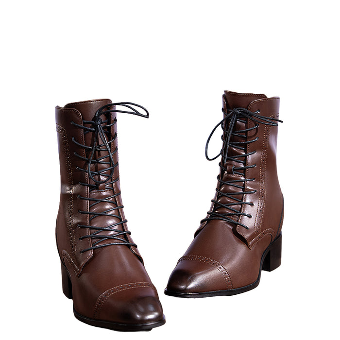 【In Stock】【15 CM】DokiDoki Height Increasing Leather Brown Shoes / Elevator Shoes Invisible High Heel 15CM