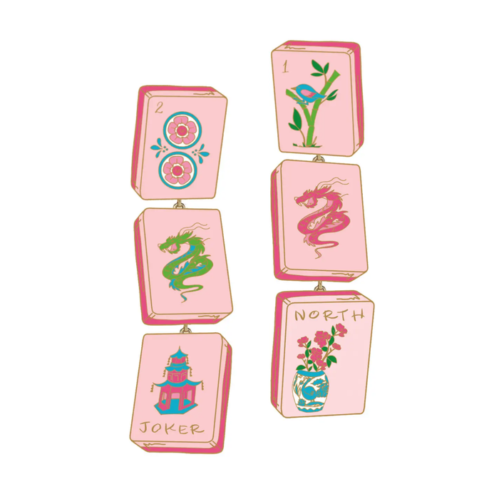 Linked Mahjong Tile Earrings