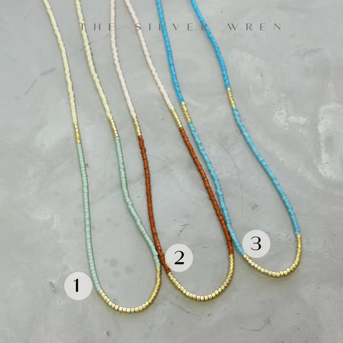Lythe Beaded Necklace-Rust & Blush