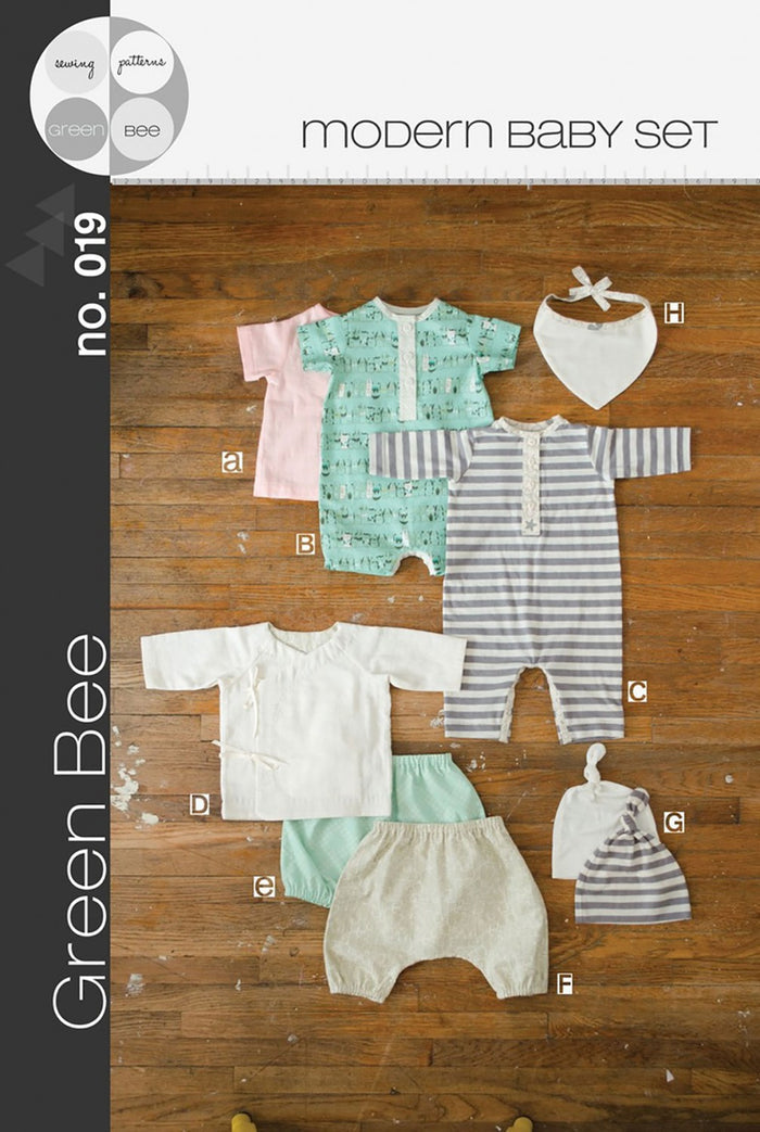 Modern Baby Set - Green Bee Patterns