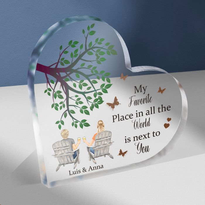 My Favorite Place Is Next To You - Personality Customized Acrylic Plaque - Gift For Couple