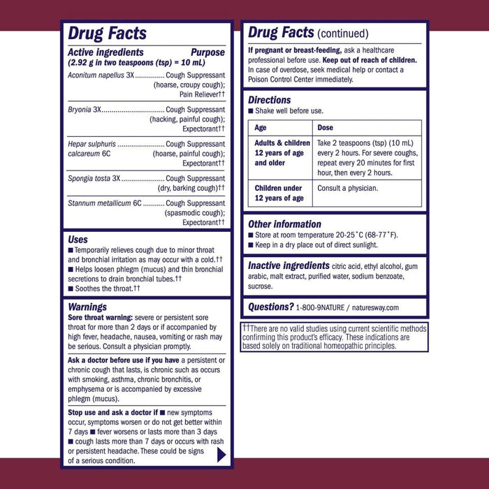 Nature's Way Boericke & Tafel Daytime Cough & Bronchial Syrup, Cough Suppressant?? & Expectorant??, Non - Drowsy, 4 Fl. Oz - The Oasis of Health