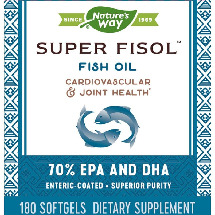 Nature's Way Super Fisol Enteric - Coated Fish Oil for Targeted Release, 70% EPA/DHA, 180 Softgels - The Oasis of Health
