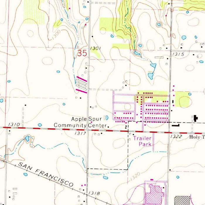 Old Map of Bentonville, Arkansas by USGS, 1970 – Cave Springs, Anderson & U.S. Route 71