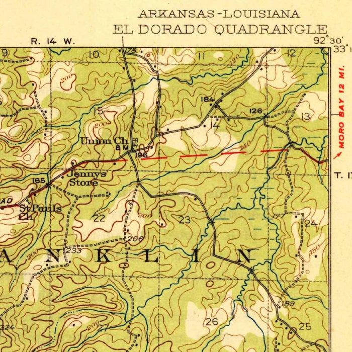 Old Map of El Dorado, Arkansas by USGS, 1927 – Smackover, Junction City & Union County