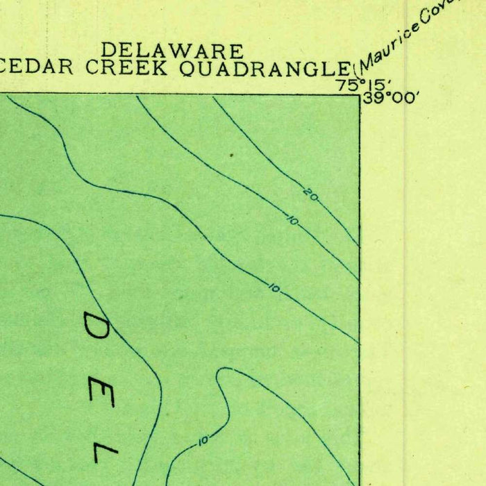 Old Map of Milton, Delaware by USGS, 1918 – Cedar Creek, Delaware Bay & Primehook Neck
