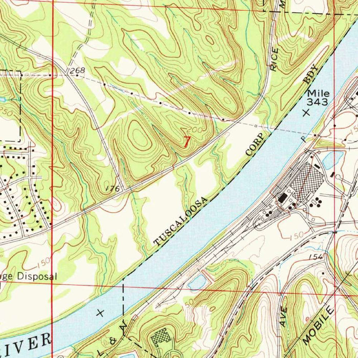 Old Map of Tuscaloosa, Alabama by USGS, 1971 – Northport, University of Alabama & Warrior River