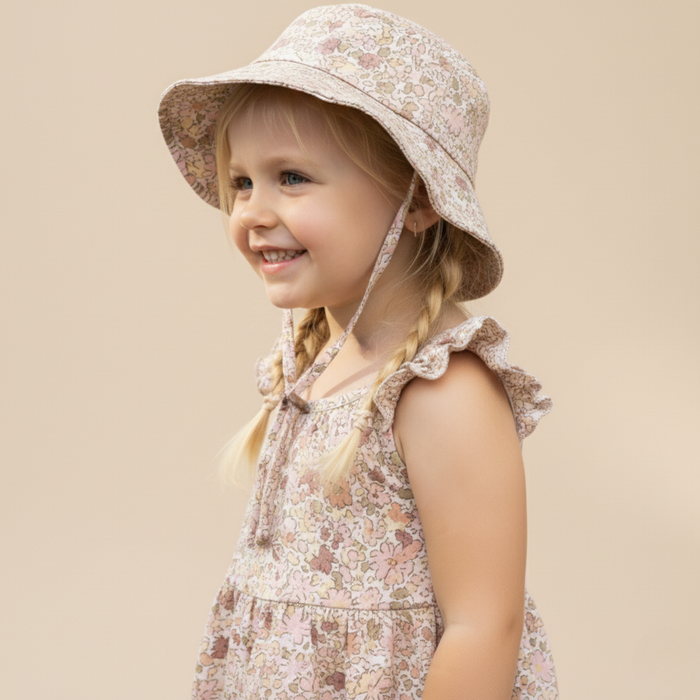 Organic Bucket Sun Hat - Pastel Bloom