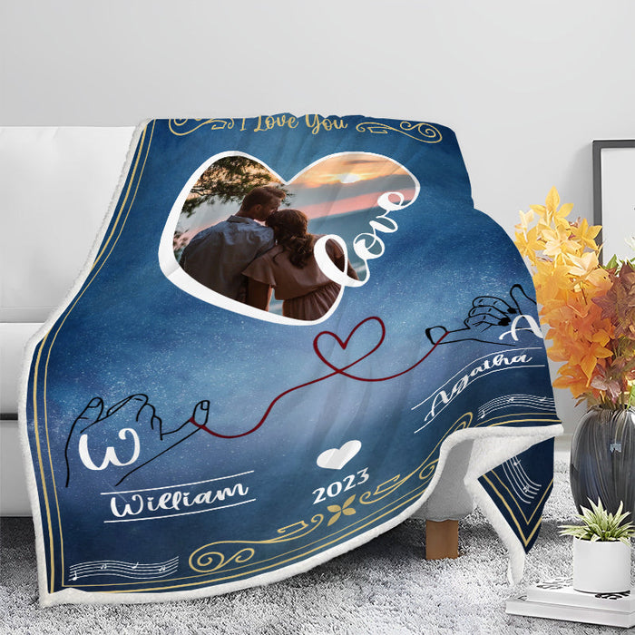 Personalized Photo Blanket - Couples Loving Gift - Gift For Wife Husband Boyfriend Girlfriend