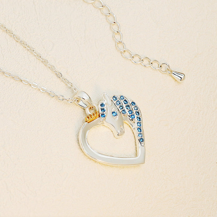 Personalized Pink & Blue Unicorn Necklace - Gift For Love - Personality Customized Name Necklace
