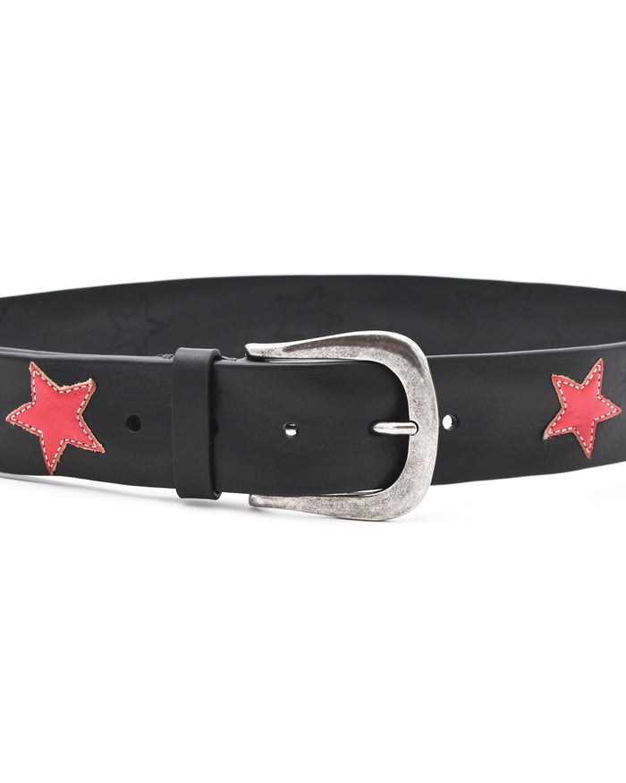 Post & Co. Black Multi-Star Patch Belt
