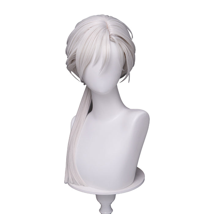 【Ready For Ship】DokiDoki Game Cosplay Fox Guy Wig Long Straight Ponytail White Hair