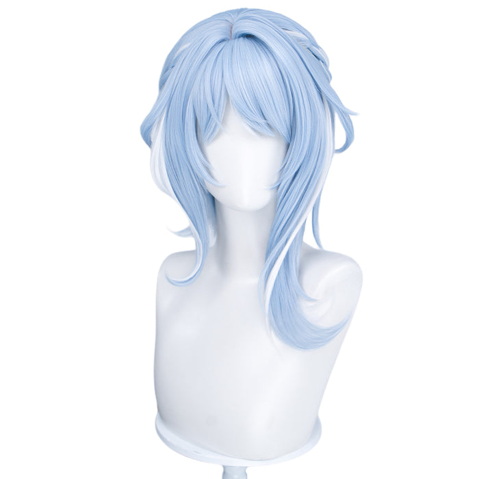 【Ready For Ship】DokiDoki Game Genshin Impact Cosplay Odette Wig Long Blue White Highlight Hair Buns Snezhnaya