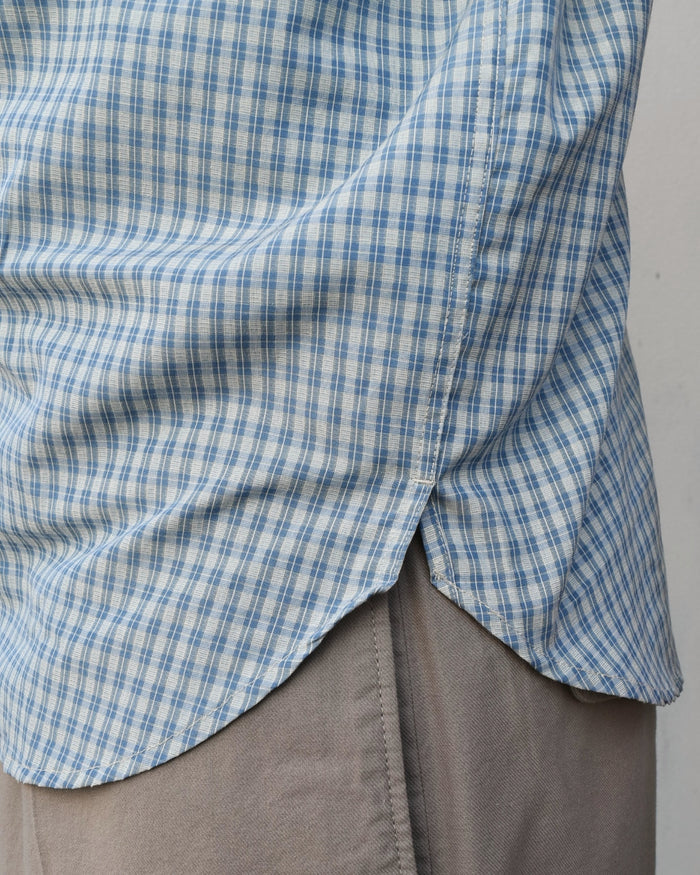 Rough Side Unit Half Shirt in Blue Check